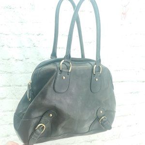 Vtg Banana Republic Womens Dark Brown Leather Zip Around Double Handle Tote Bag